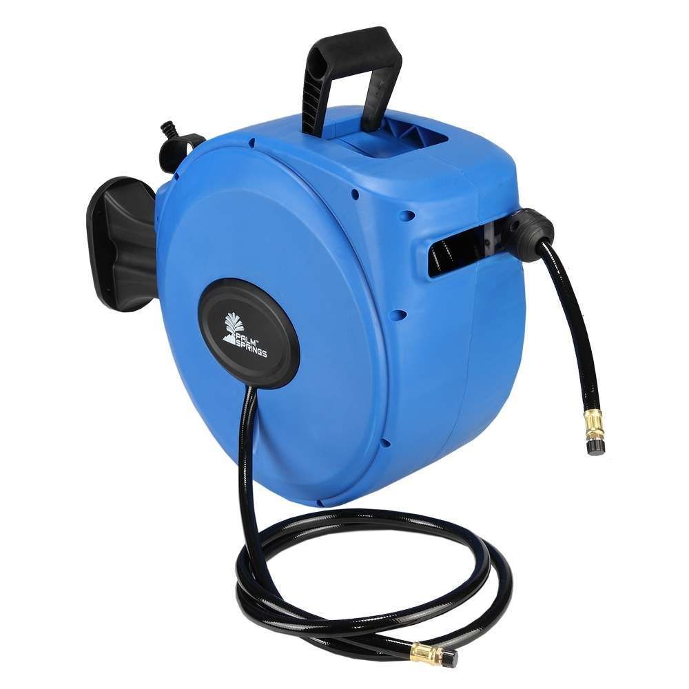 OPEN BOX Palm Springs 65ft Retractable Air Hose Reel - Wall Mounted with  180° Swivel - 65ft 3/8 Hose 300 PSi