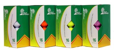 PALM SPRINGS 16 PACK OF ULTIMATE DISTANCE GOLF BALLS: 4 DIFFERENT COLORS