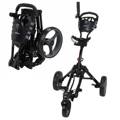 OPEN BOX Caddymatic Golf 360° SwivelEase 3 Wheel Folding Golf Cart Black/Gray