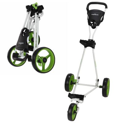 Caddymatic Golf Continental 3 Wheel Folding Golf Push/Pull Cart White/Green