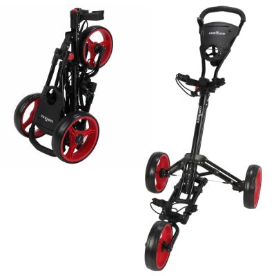 Caddymatic Golf X-Lite One-Click Folding Pull/Push Golf Cart Black/Red