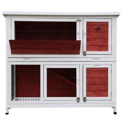 Confidence Pet Rabbit Hutch, 4ft 2-Story with Ramp Wooden Hutch