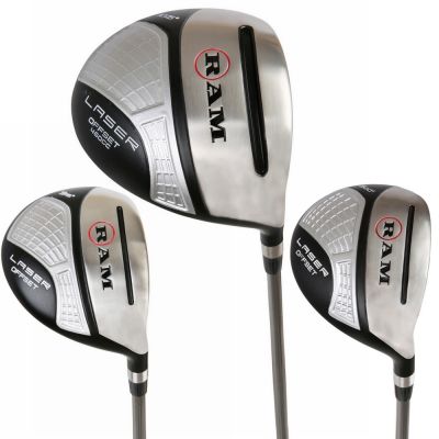 Ram Golf Laser Offset Graphite Wood Set 10.5° Driver 3 & 5 Wood Inc. Headcovers