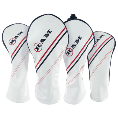 RAM FX GOLF CLUB HEADCOVERS For DRIVER, WOODS and HYBRID, WHITE (1-3-5-X)