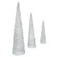 OPEN BOX Homegear Christmas Silver Cone Tree 3 Pack - Pre-Lit with 75 LED Lights - Indoor or Outdoor Use