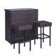 Palm Springs Wicker Style 3 Piece Outdoor Bar Set with Stools