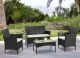 OPEN BOX Palm Springs Deluxe 4Pc Rattan Sofa Chair and Table Set - Black