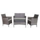 Palm Springs Deluxe 4Pc Rattan Sofa Chair and Table Set - Grey